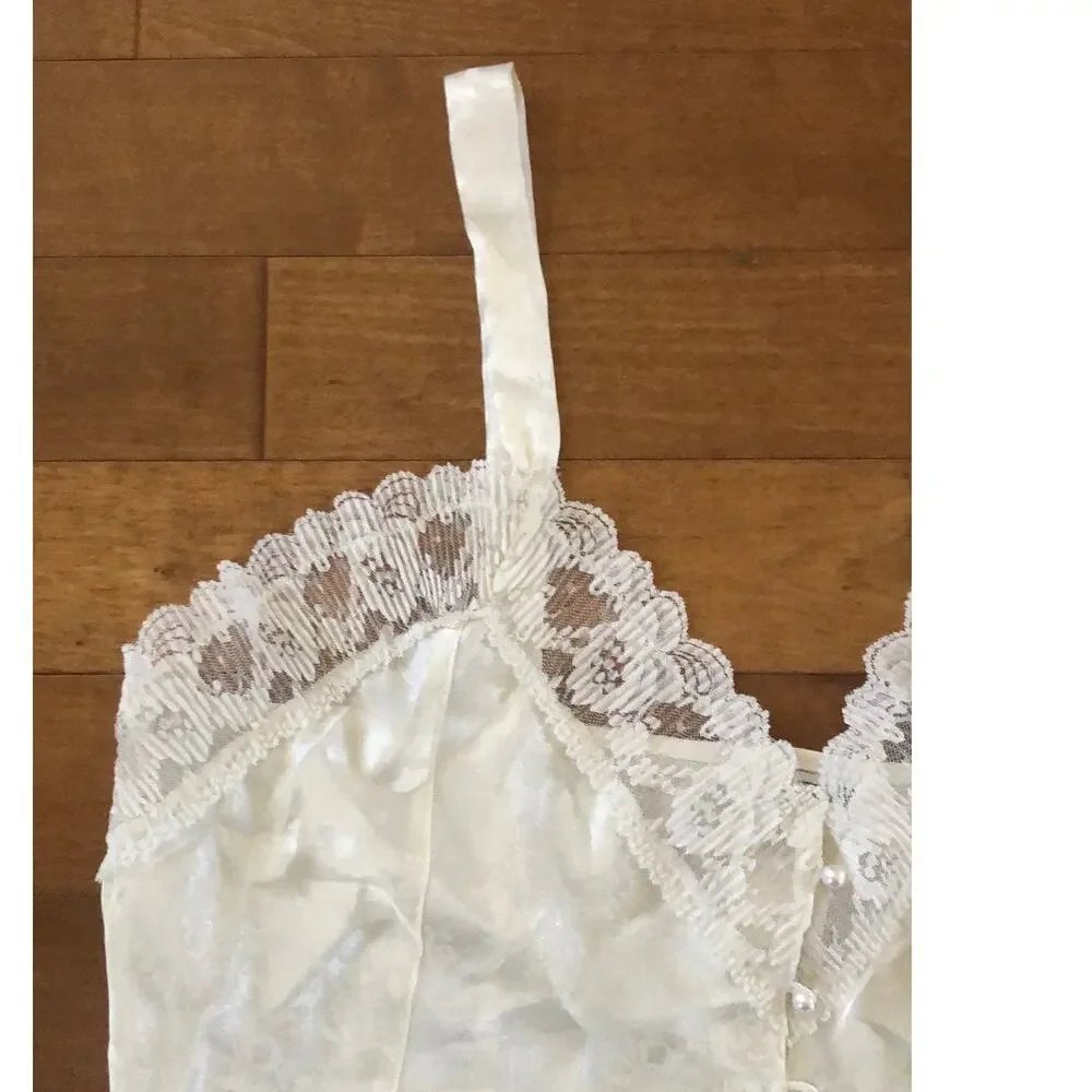 NWT Vintage 1990s Lauren Alexandra Ivory Lace Bustier Camisole size large